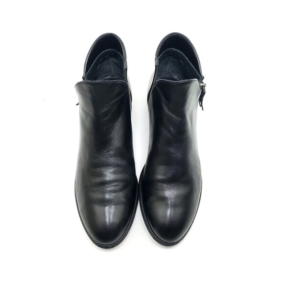 Stuart Weitzman Lowkey Hidden Wedge Ankle Boots Black Leather Side Zip Size 6.5 - Picture 3 of 10